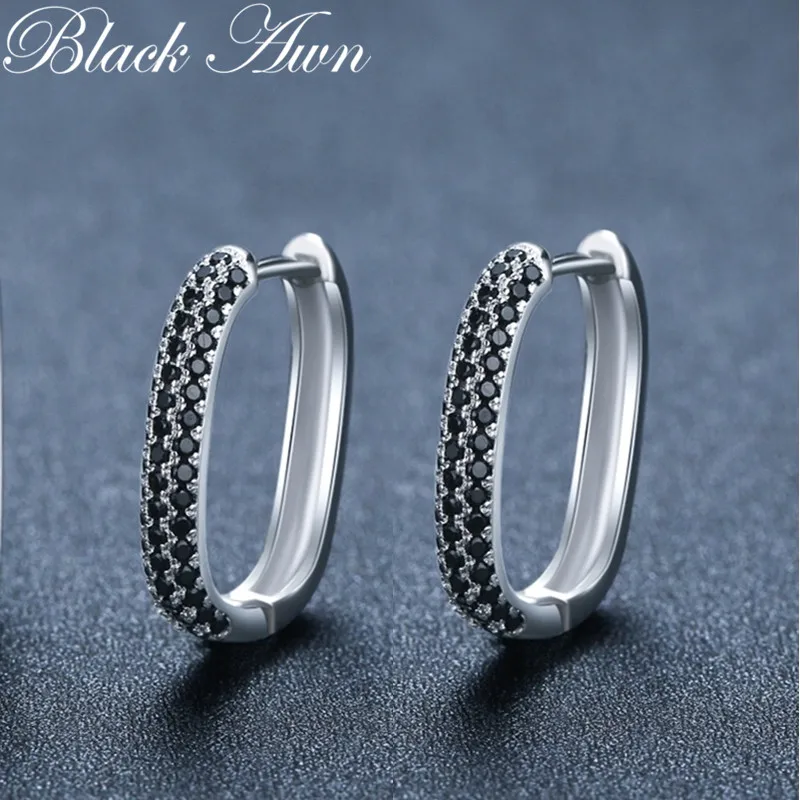 Black Awn 2024 New Square Circle Hoop Earrings For Women Shiny Cubic Zircon Earring Trend Party Jewelry Couple Gift  I267