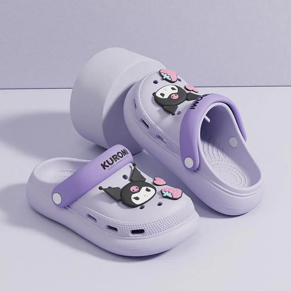 

Летние милые сандалии Kuromi для девочек, детские тапочки Hello Kitty Sanrio, аниме Kawaii Cinnamoroll, домашняя нескользящая обувь с героями мультфильмов для малышей