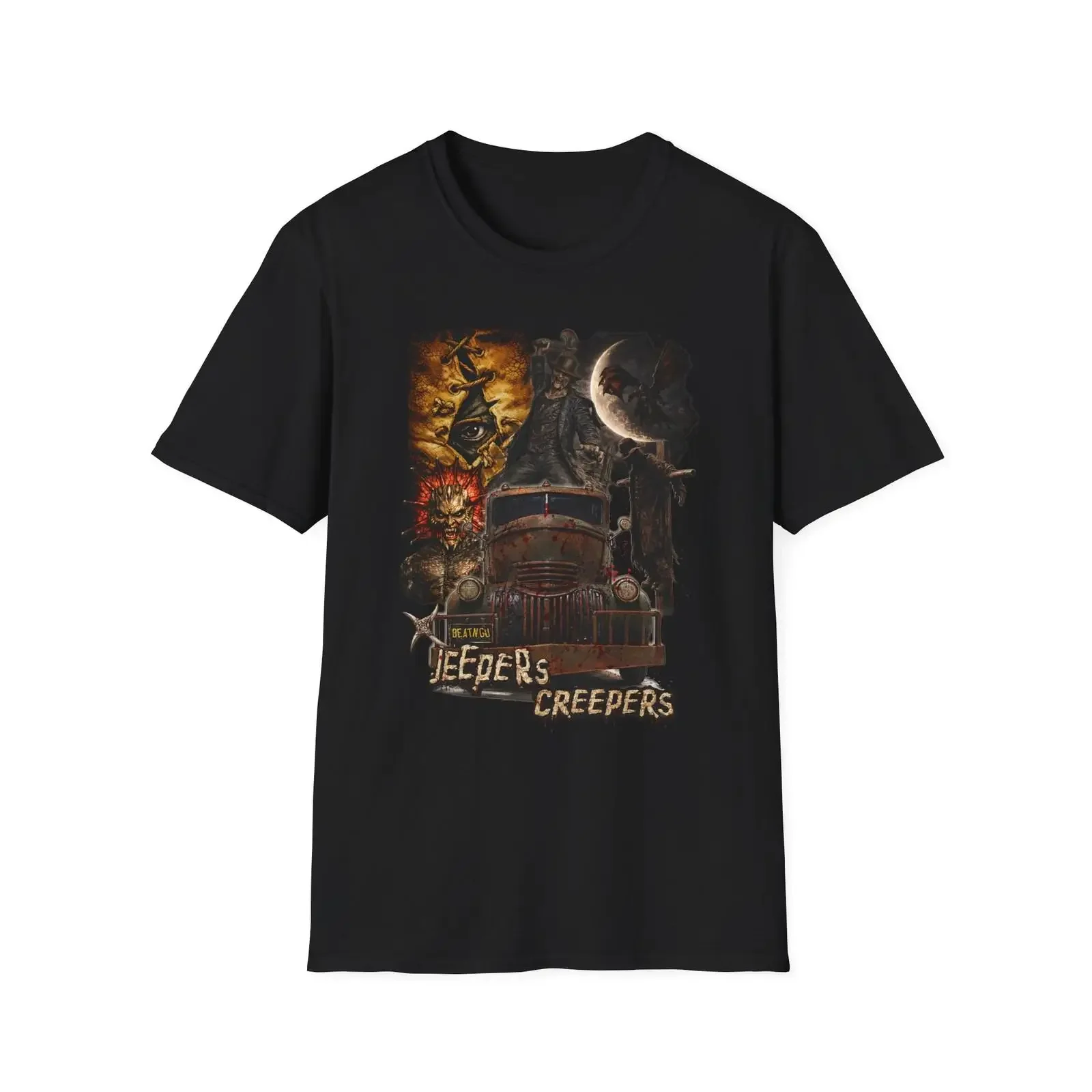 Jeepers Creepers vintage horror collage T Shirt vintage Washed Slightly Versatile Comfortable Stylish Unisex homme Breathable