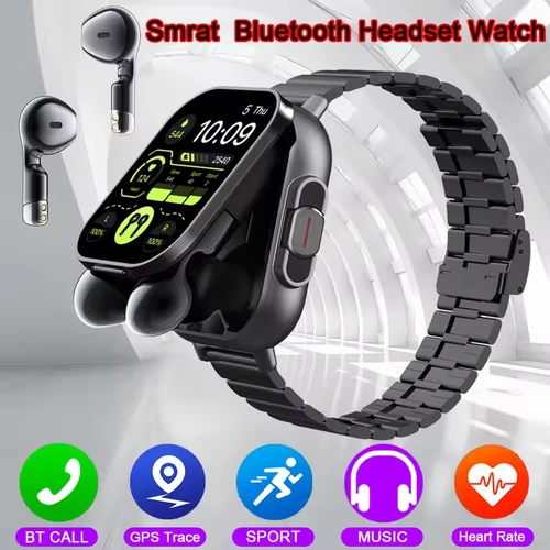Reloj inteligente NFC TWS 2 en 1, auriculares Bluetooth, llamadas, frecuencia cardíaca, presión arterial, monitoreo de salud, auriculares, reproducción de música, reloj inteligente