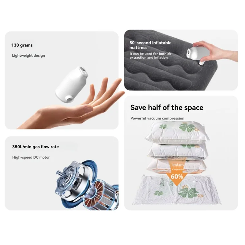 

Hot Sale-Portable Air Pump Camping Lantern Mini Electric Air Pump For Inflatable Mattress, Air Bed, Swimming Ring