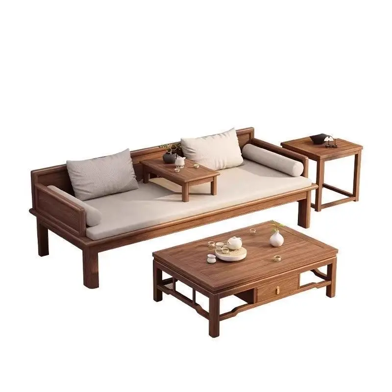 Song Dynasty aesthetic furniture solid wood Arhat bed new Chinese small apartment living room sliding sofa