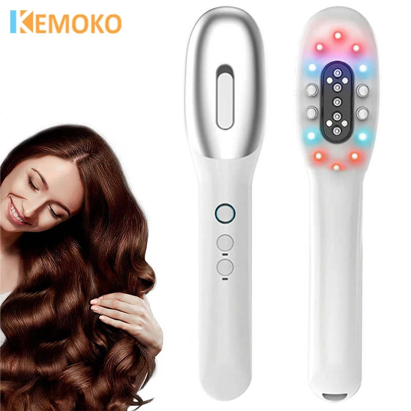 

Microcurrent Hair Growth Comb ems Anti Hair Loss Scalp Massage Red Blue LED Lights Vibration for Thicker Stronger Hair Tools