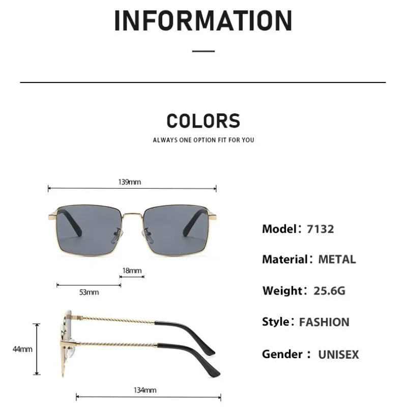 2025 New Fashion Metal Square Frame Women's Sunglasses Outdoor Neutral High Quality Riding Chain Leg UV400 Sunscreen Glasses