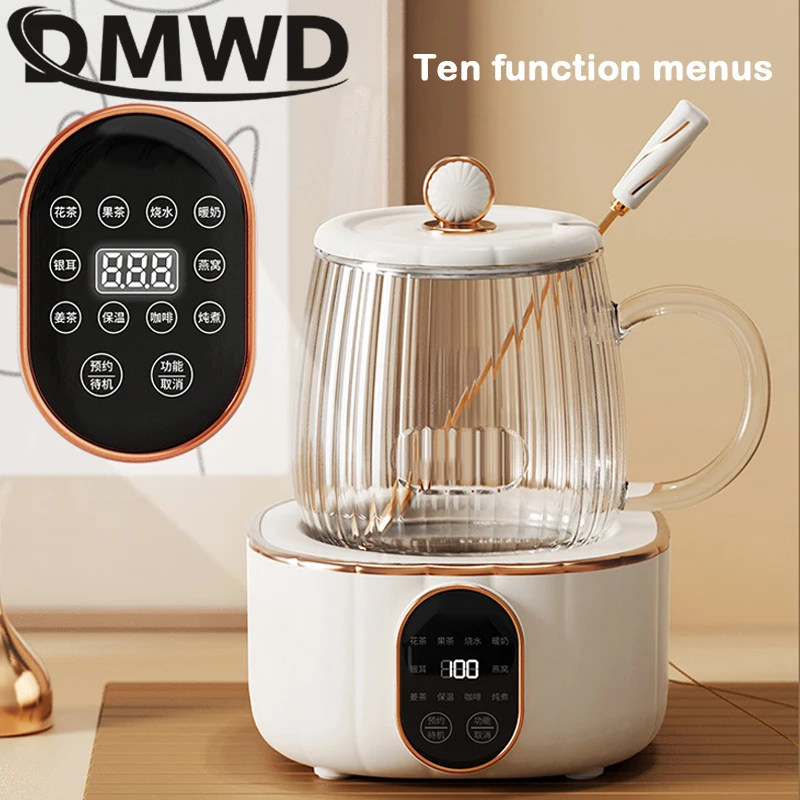 Dmwd 1.8l chaleira elétrica do agregado familiar vidro saúde preservar pote automático multicooker bule de café sobremesa fogão 800w