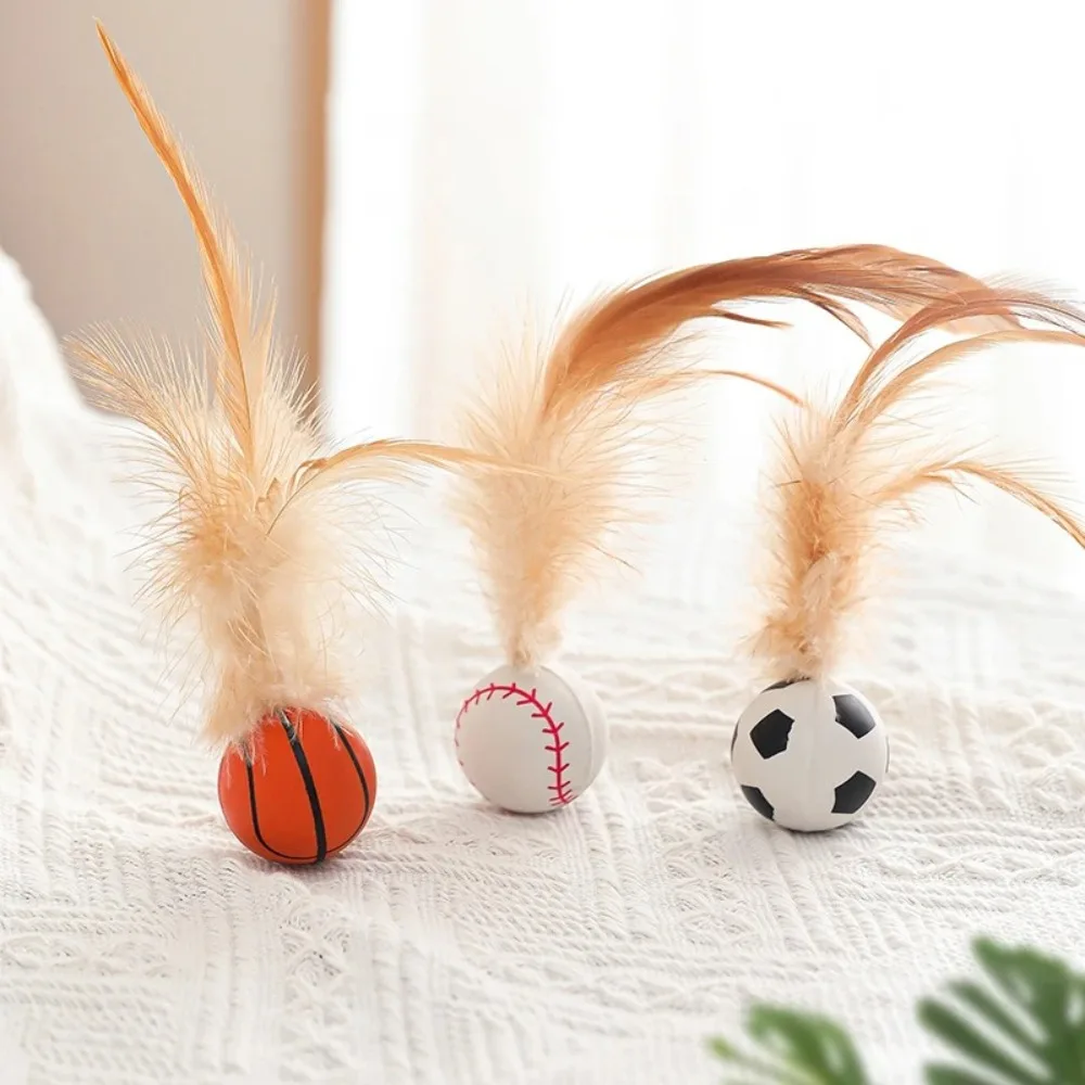 Divertenti palline giocattolo per gatti in silicone Piccole palline rimbalzanti interattive facili da usare Bastoncini durevoli per stuzzicare i gatti