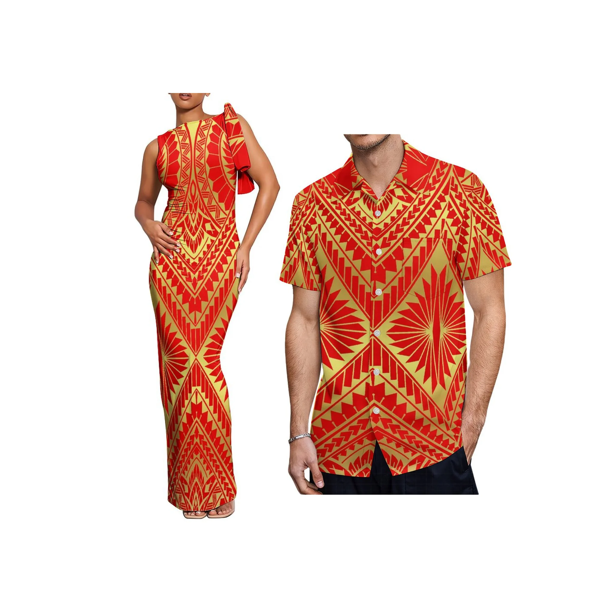 New Best Price Wholesale Custom Lace Up Wrap Dress Hawaii Polynesian Tribal Print Plus Size Tie-Up Sleeveless Women Prom Dress