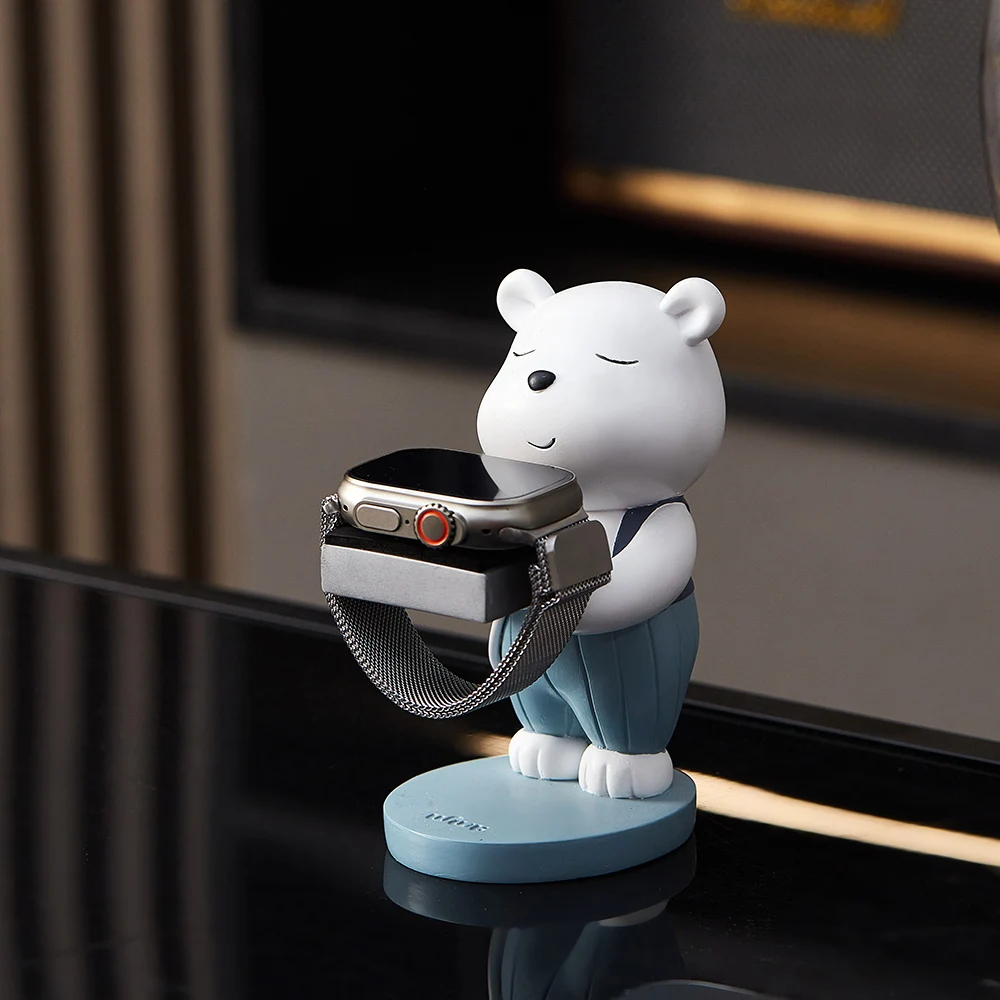 Lovely Creative Cartoon Bear Watch Stand Office Desktop Bedroom Entrance Workstation Small Furnishings Birthday Gift