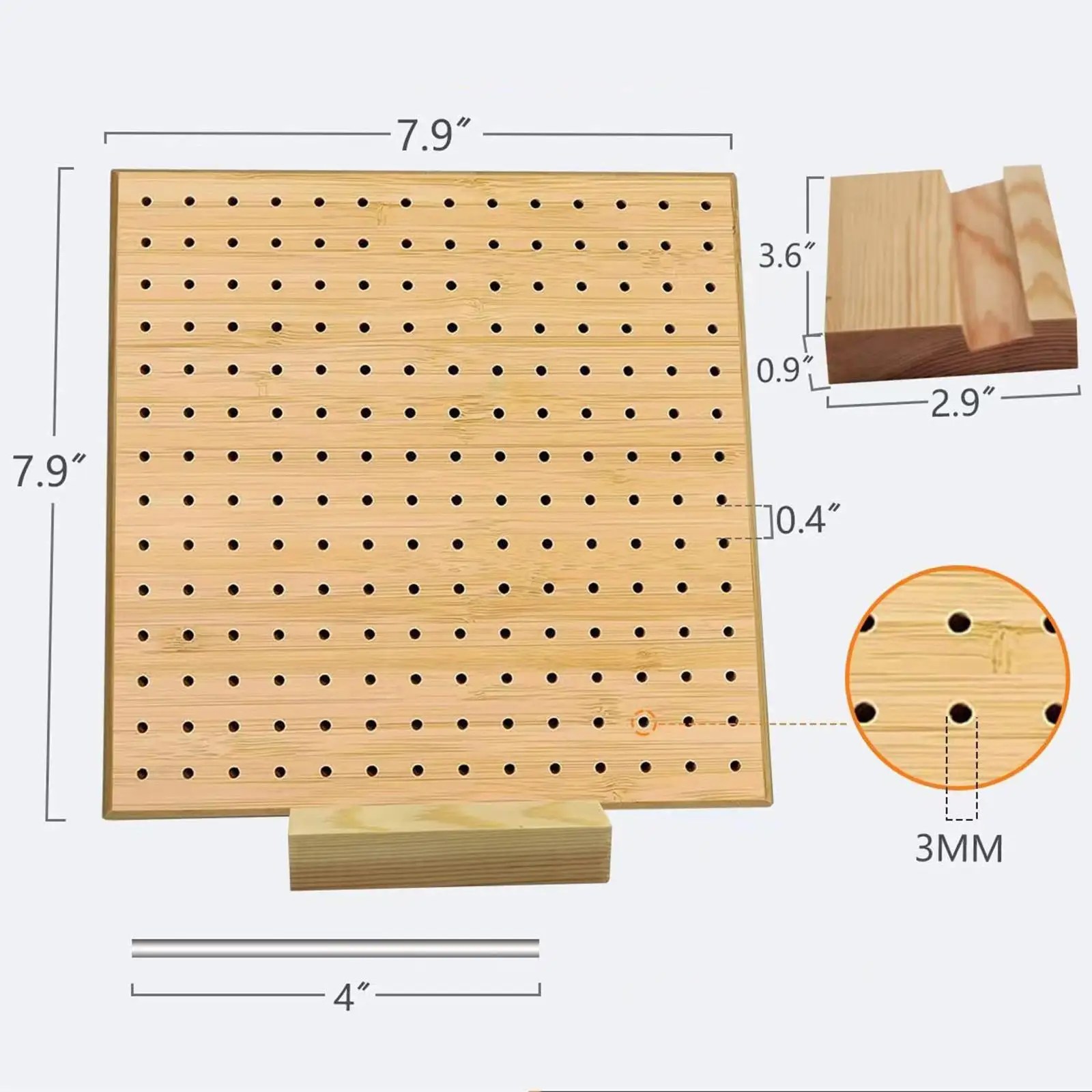 Crochet Blocking Board Crocheting Supplies with Pegs Wood 8" Pegboard for