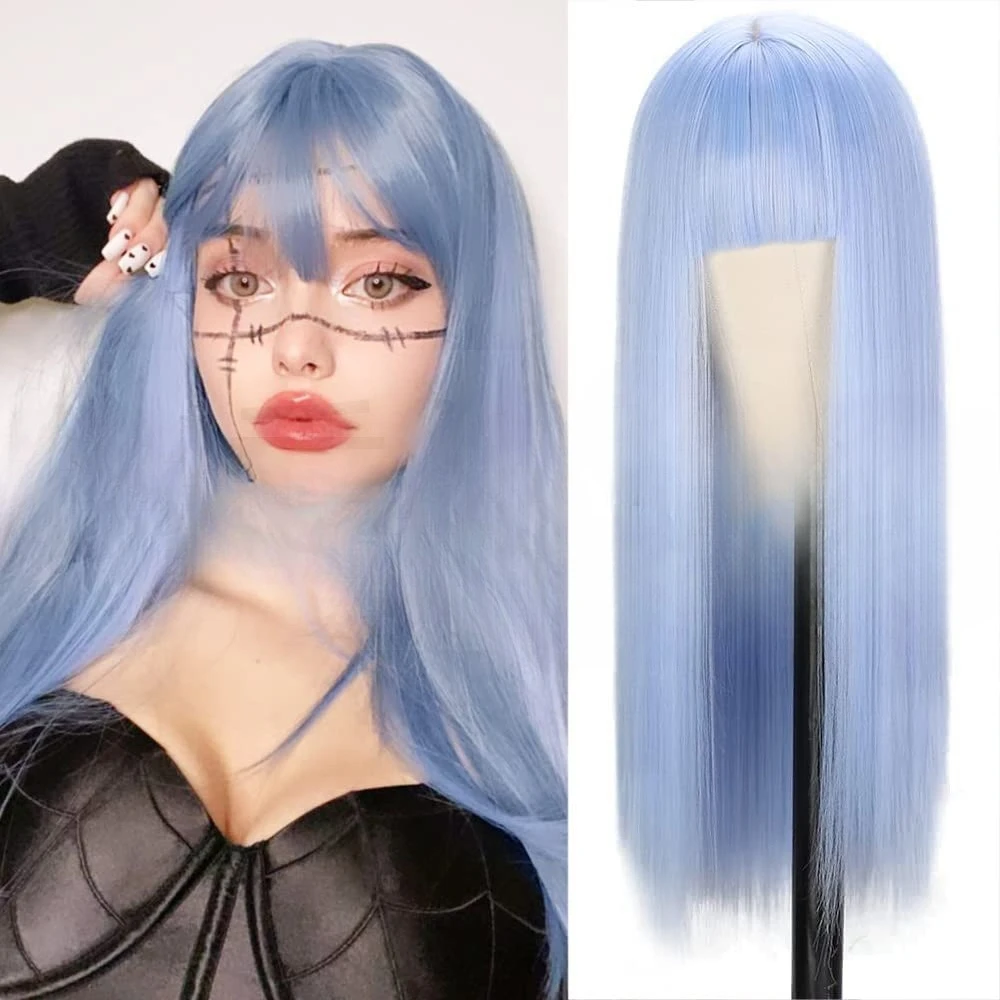 Wig Female Chemical Fiber Wig High Temperature Silk Long Straight Hair Breathable Wig Headgear