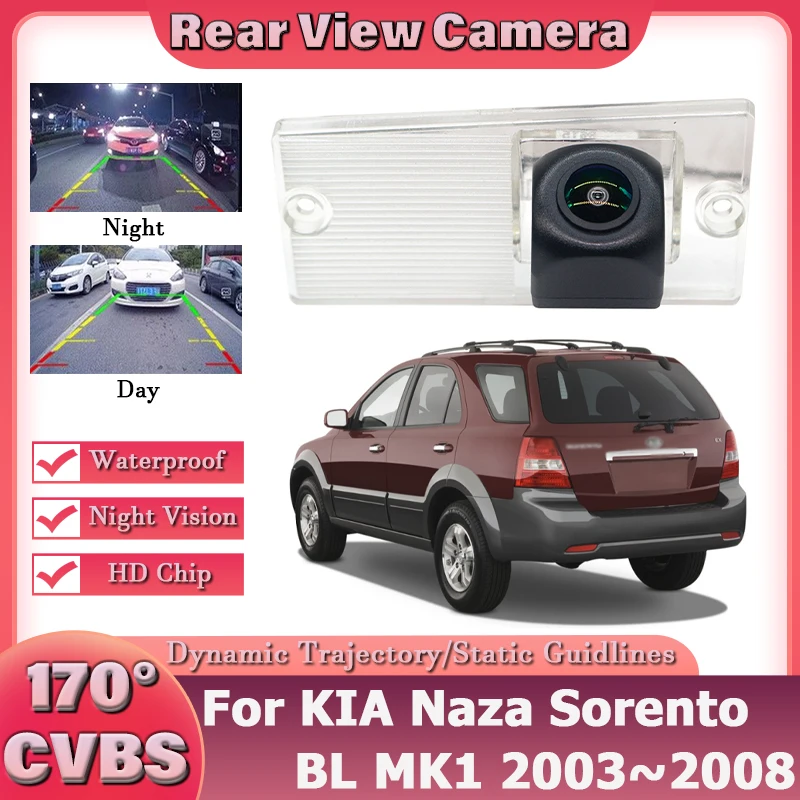 HD 1080P 170 °   Cámara de visión trasera de vehículo FishEye para KIA Naza Sorento BL MK1 2003 2004 2005 2006 2007 2008 visión nocturna HD