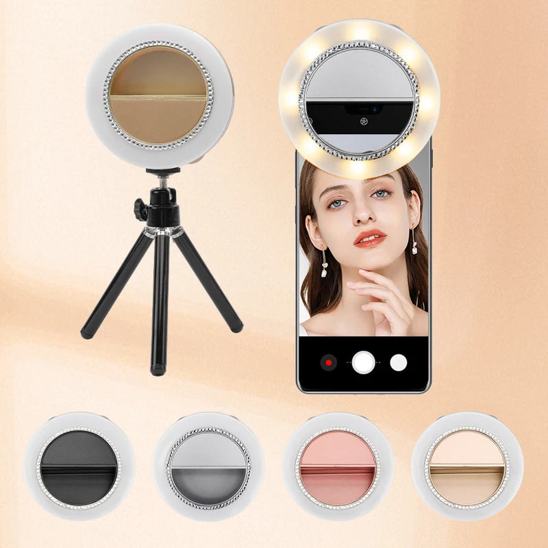 Регулируемая ручка для селфи, 2 цветовой температуры, светодиод с бесступенчатым затемнением, 800 мАч, портативный перезаряжаемый заполняющий светильник для фотографии