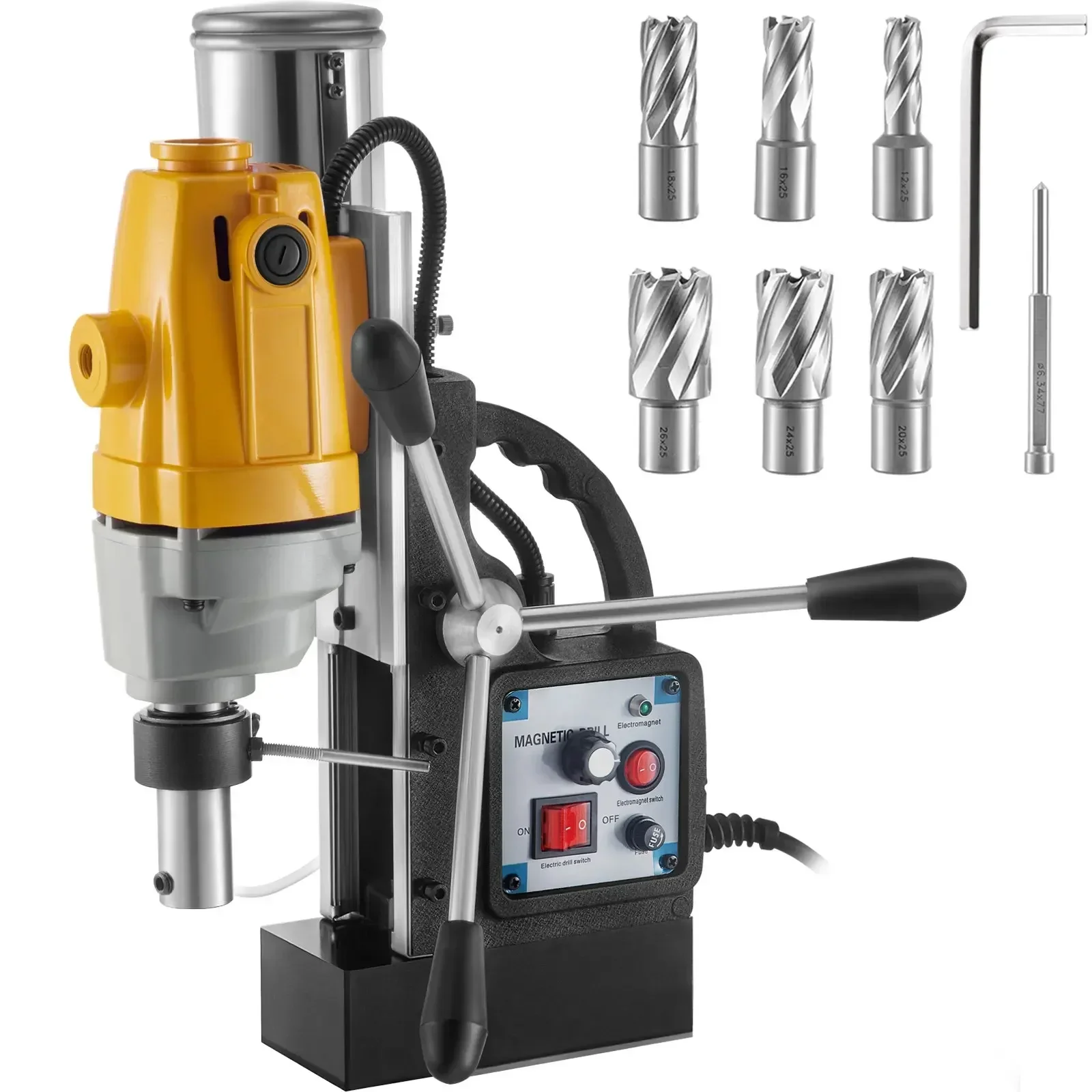 Magnetic Drill 1100W Drill Press 6 PCS Toroidal Cutter 40 mm Core Diameter Mag Drill 550RPM No-load Speed Electromagnetic