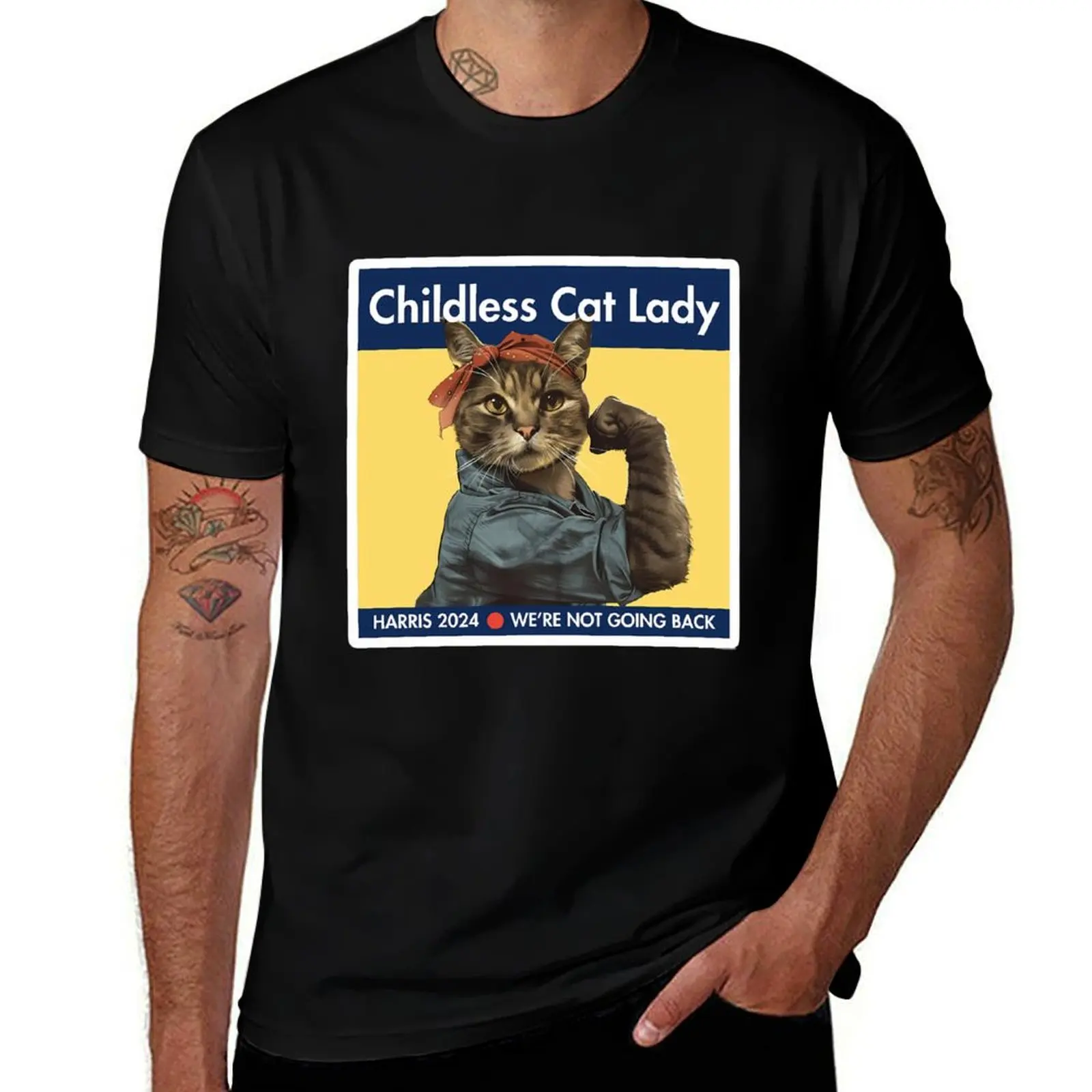 Childless Cat Lady Harris 2024 T-Shirt Basic Crew Neck Short Sleeve Top T-Shirt
