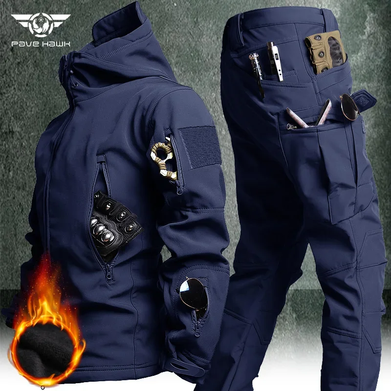 Instructor Training Kits Men Autumn Winter Windproof Warm Overalls Outdoor Hiking Hunting Multi-purpose Set Soft-shell Sharkskin