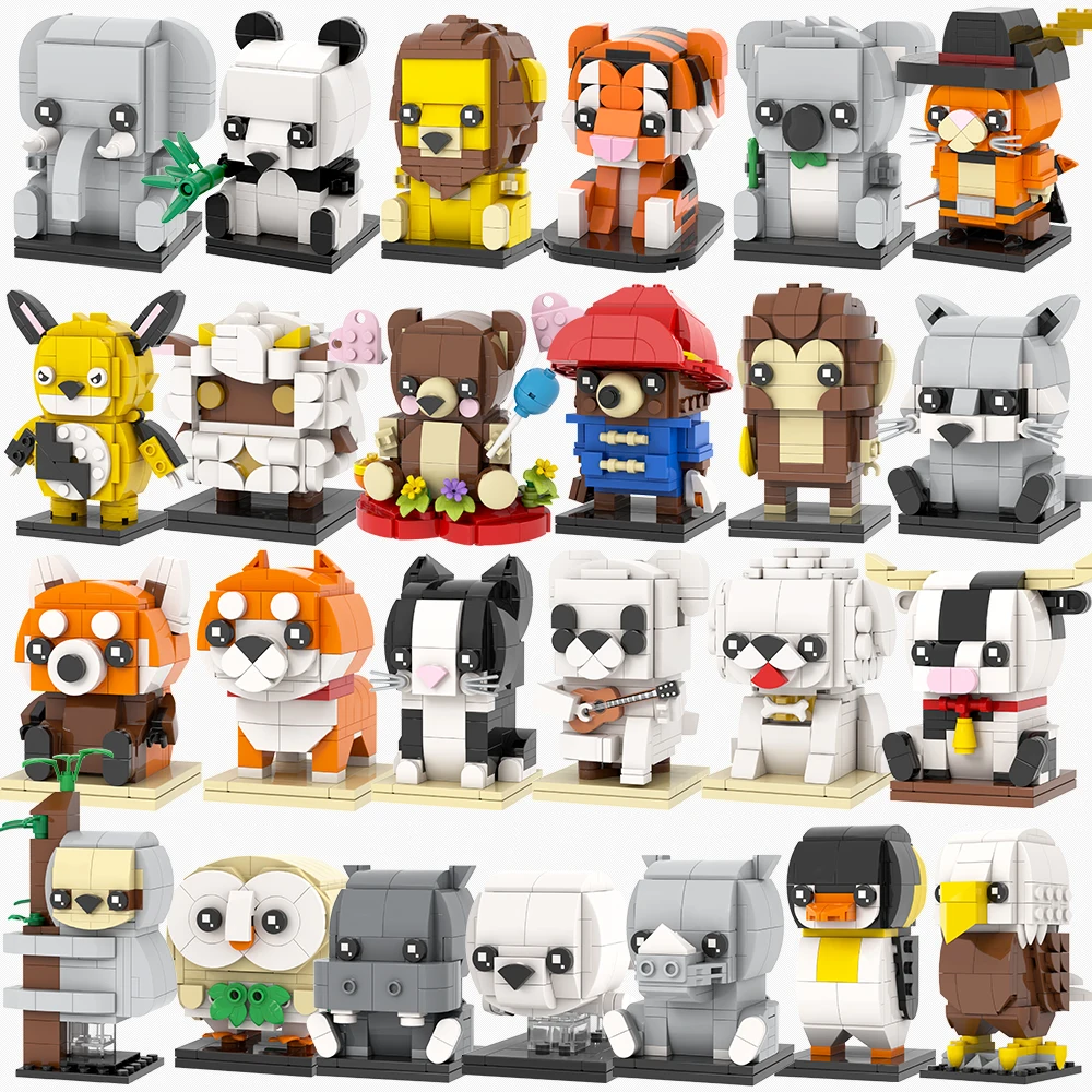 MOOXI Tier Serie MOC Ziegel Panda Tiger Katze BrickHeaded Ser Modell Erwachsene Baustein Kinder Bildung Spielzeug Für Kinder Geschenk – Detail 1