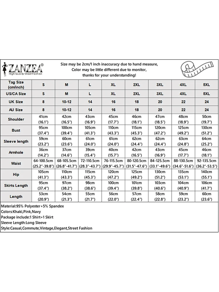 ZANZEA Ramadan Outfits Muslim Sets Elegant Women Autumn Long Sleeve Dress Suit Solid Shirt Long Skirt 2026 Spring Matching Sets
