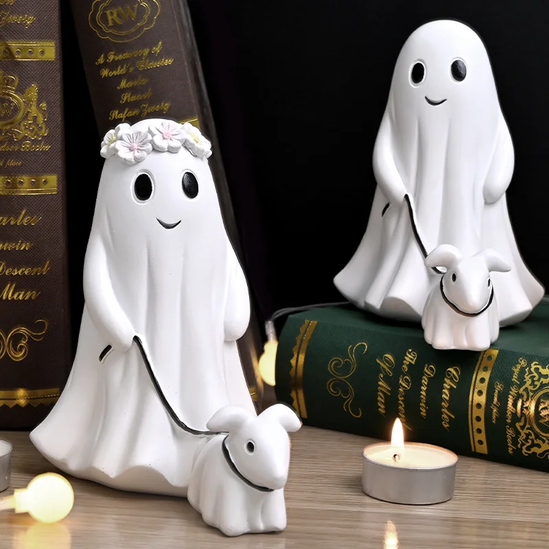 

Halloween Ghost Walking Dog Statue Halloween Ghost Dog Decor Statues Spooky Ghost Dog Halloween Home Tabletop Decorations Gift