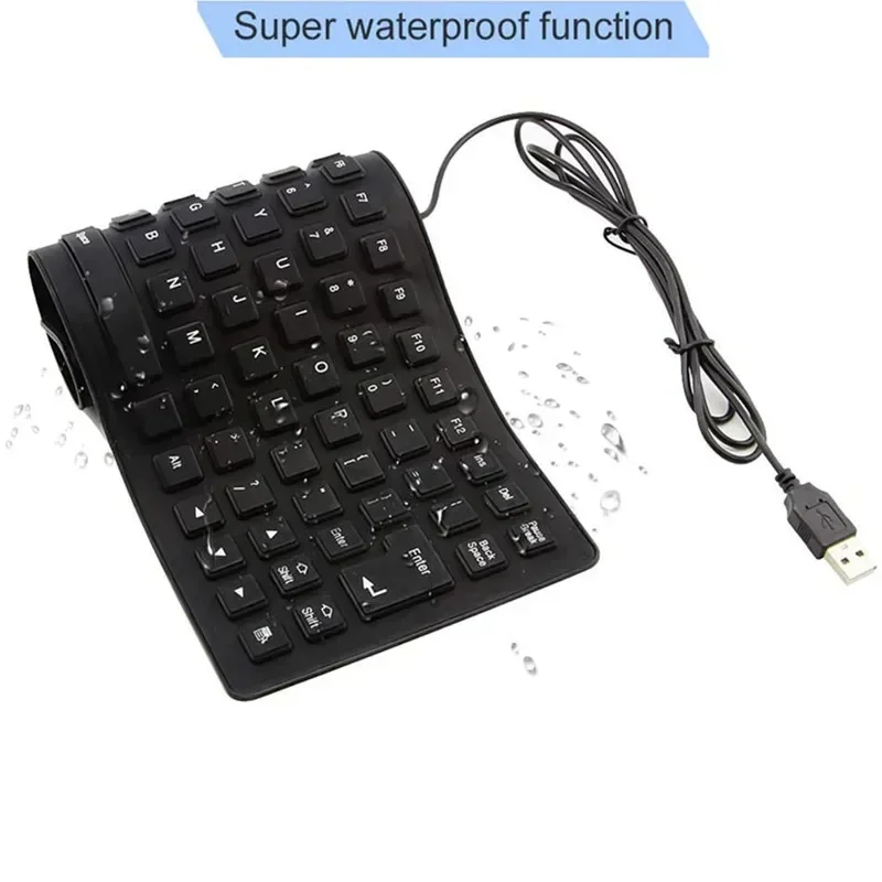 Foldable Silicone Keyboard 85/109 Keys USB Wired Silent Keys Waterproof and Dustproof Roll-Up Soft Touch Keyboard for Laptop