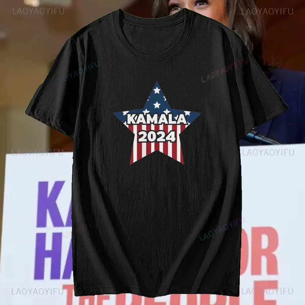 Kamala Harris 2024 Flag Retro Kamala for President Harris 47 Unisex T-Shirt Stylish Casual Men\'s Shirt Camara Vintage Print Tops