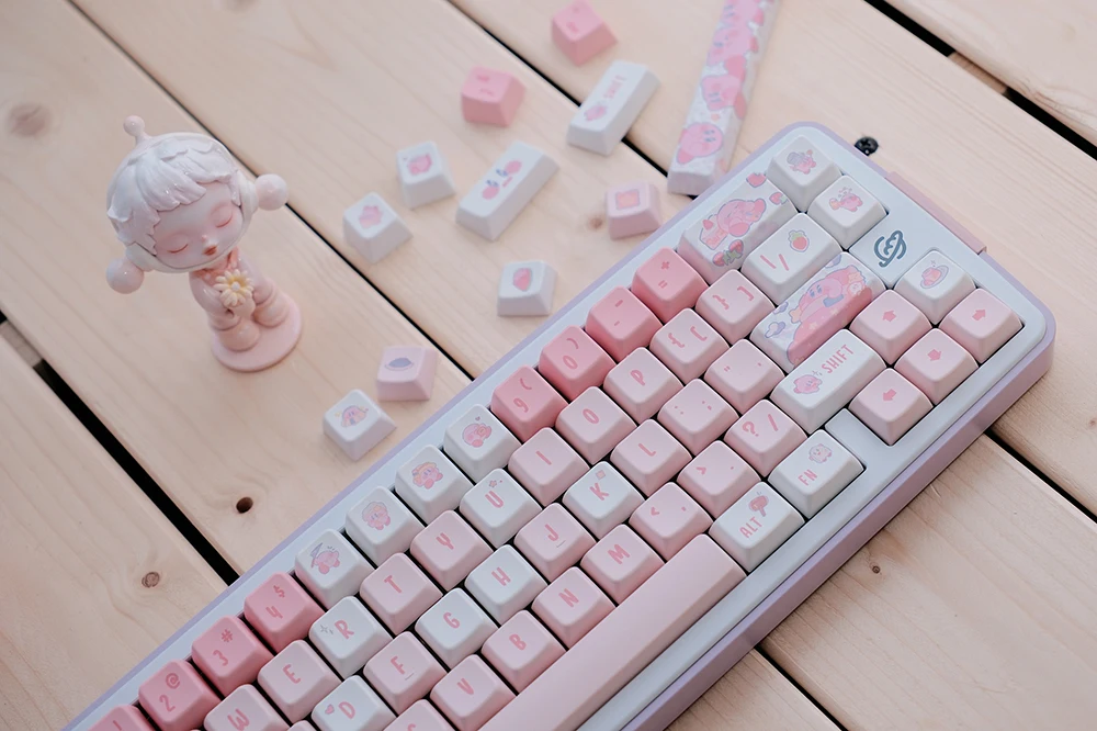 Imagem -05 - Kpreanimation Bonito Elf Keycap Tintura Subbed Pink Keycap Grupo Grosso Pbt Perfil Mda para Teclado 87 Tkl 104 Ansi Xd64 Bmw 60 Bm87 Bm65