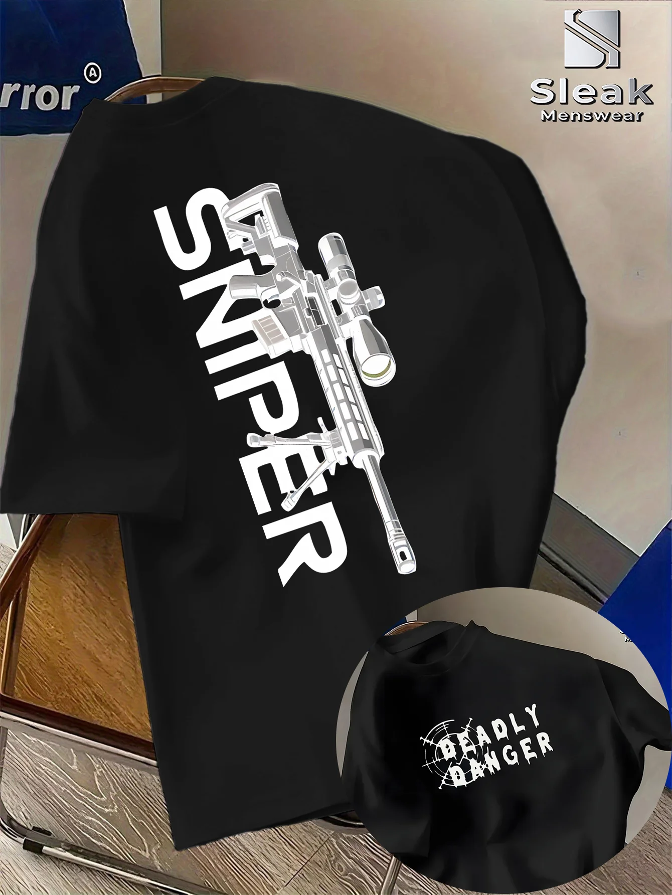 camiseta-unissex-com-estampa-de-rifle-de-precisao-e-frases-para-fas-militares-desbloqueie-o-estilo-militar-hardcore