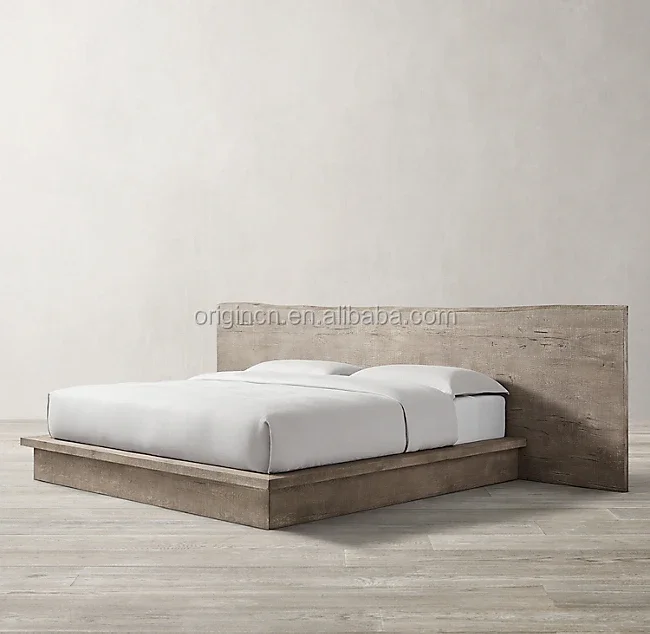 Modern Style Bedroom Furniture Rustic Platform Reclaimed White Oak Handcrafted Wooden Beds