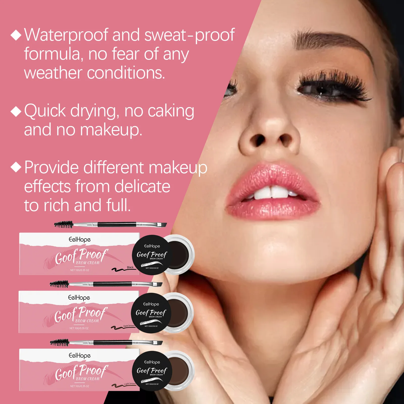 Eelhope Eyebrow Cream Lasting Waterproof Sweatproof Eyebrow Tint Eyebrows Makeup Products Matte Brown Black Wild Eyebrow Cream
