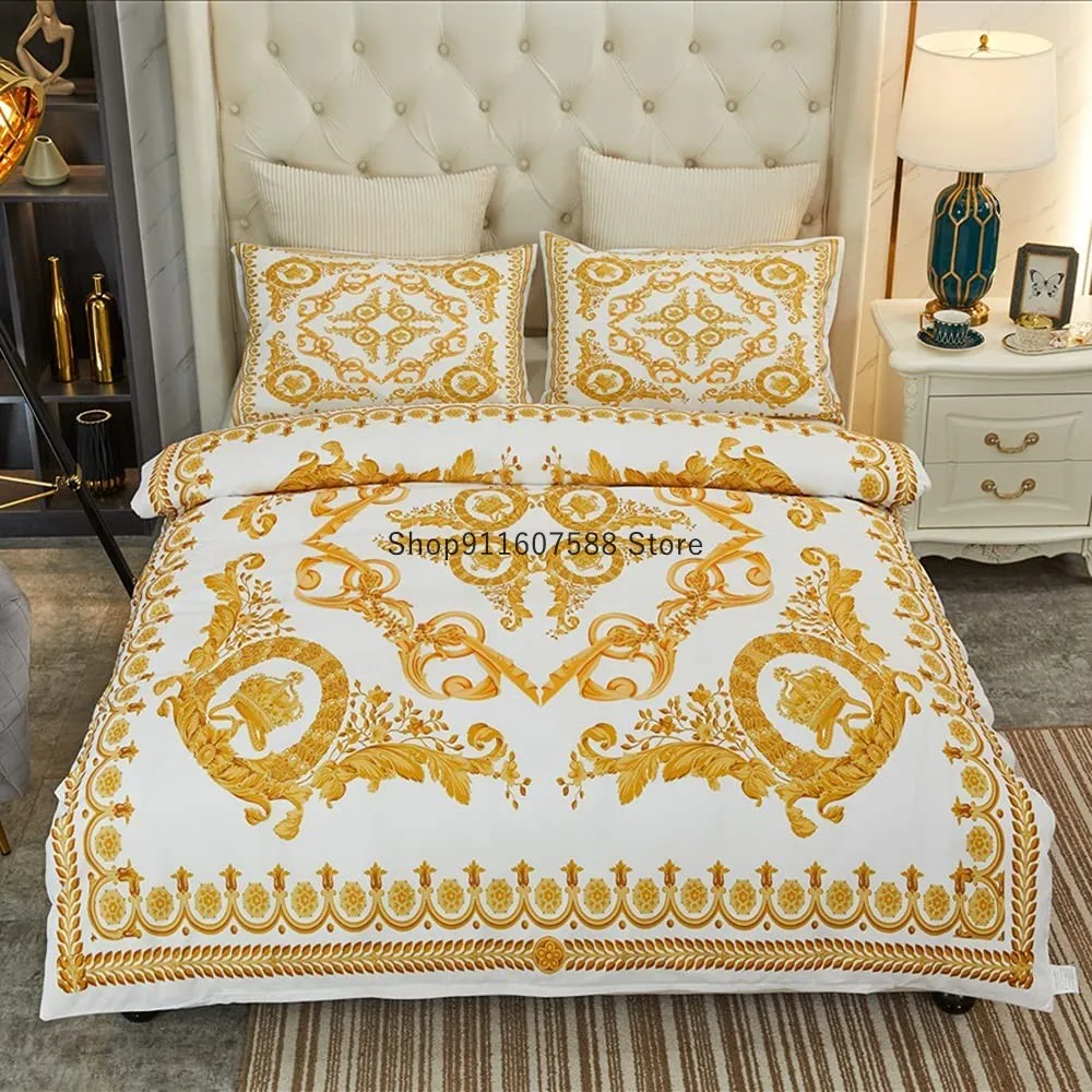 Golden Modern Art Baroque Lion Bedding Animals Luxury Bed Linen Set Microfiber Duvet Cover Set 2/3 Piece Single Double Bed Cover