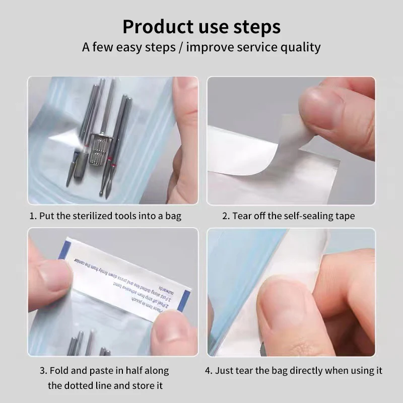 100 pièces dentisterie papier de qualité médicale auto-scellant stérilisation pochettes sacs dentaire Odontologia tatouage outils Nail Art Acces