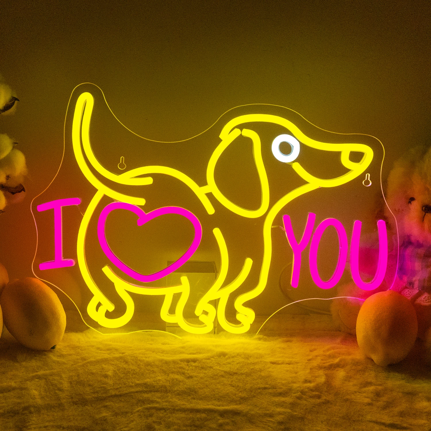 

I Love You Cute Dog Neon Sign Led Glowing Hanging Light Room Decoration For Home Bedroom Bar Party Club Kids Birthday Gift Lamp