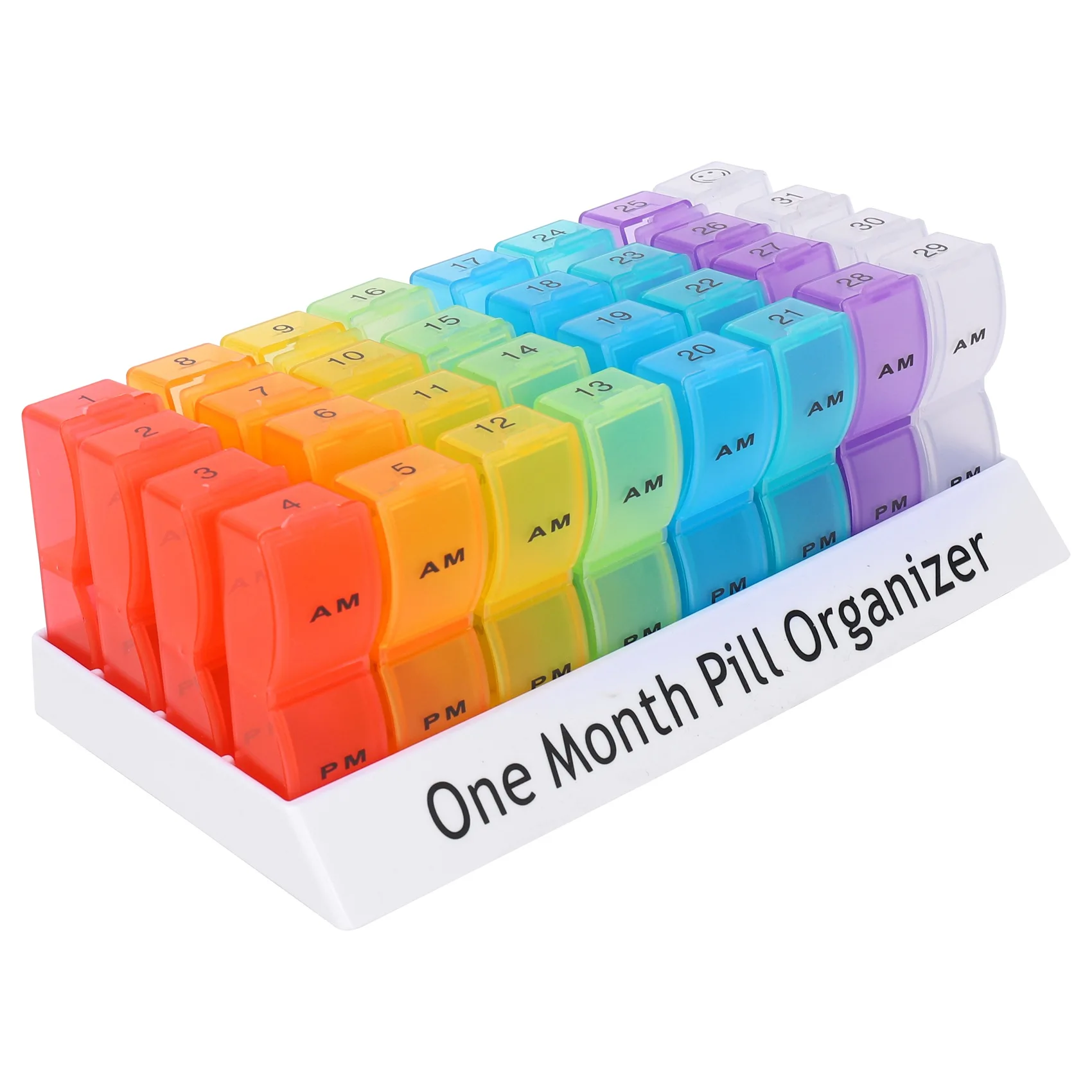 Monthly Weekly Pill Organizer Boxes-AM/PM Daily,31 Day 32 Compartments Vitamins Medicaiton Medicine Reminder