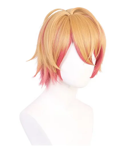 Anime Oshi No Ko Aqua Cosplay Wig Hoshino Akuamarin Short Wig Yellow Pink Wig Cosplay Hair Cos Party Role Play Props