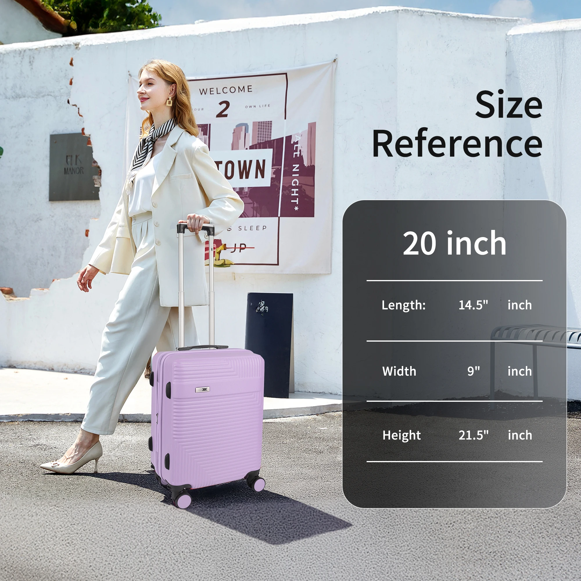 Легкий 20-дюймовый чемодан для ручной клади с твердым корпусом и 360° ° Чемодан на колесах Spinner Wheels, чемодан на колесиках для женщин
