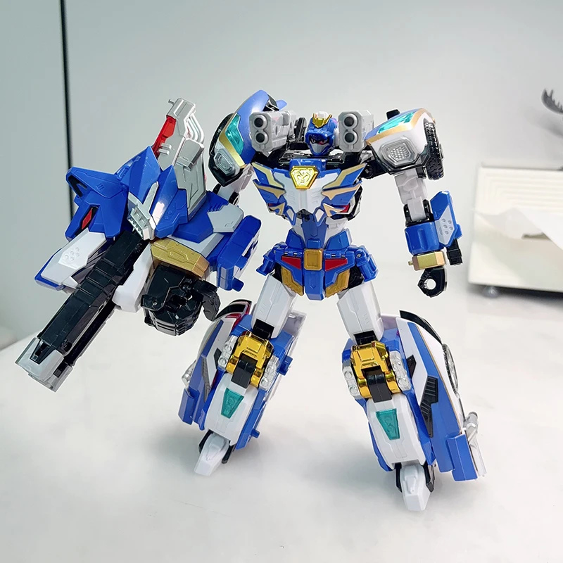 Metal Cardbot S BLUE COP W Transforming Robot Squad Car Card Toy Action Figure ABS Transformation Model Gift view 3