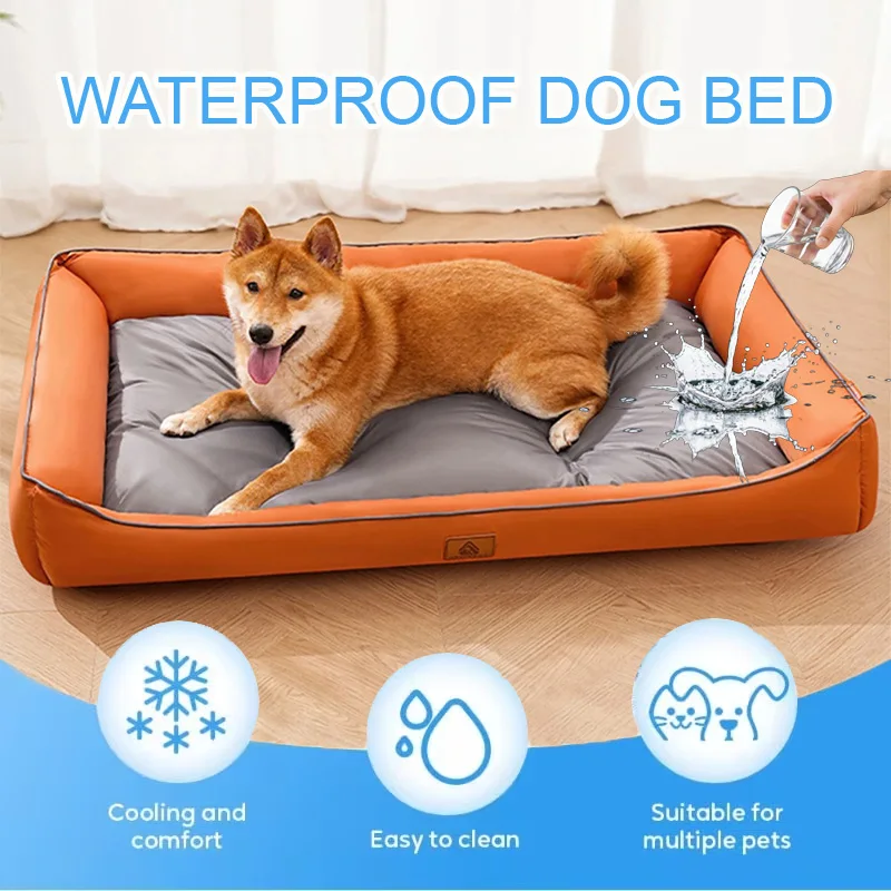 

Universal Color Blocking Full Filling Pet Bed Four Season Waterproof Dog Kennel Soft Comfort Sleeping Nest For Puppy Kitten Use