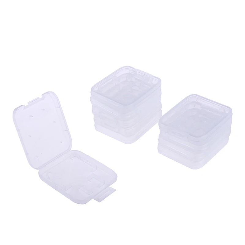 10Pcs Transparent SD TF CF Memory Card Storage Box Holder Box Protective Case Memory Card Clear Plastic Case