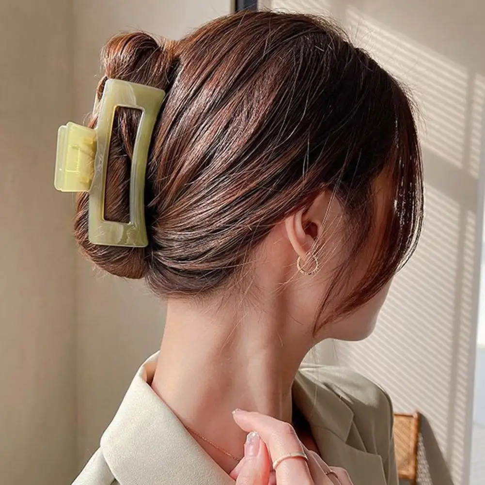 Claw Clip Large Transparent Elegant Hair Claw Clip Temperament Non-slip Grip Square Women Thin Medium Thick Hair Clamp