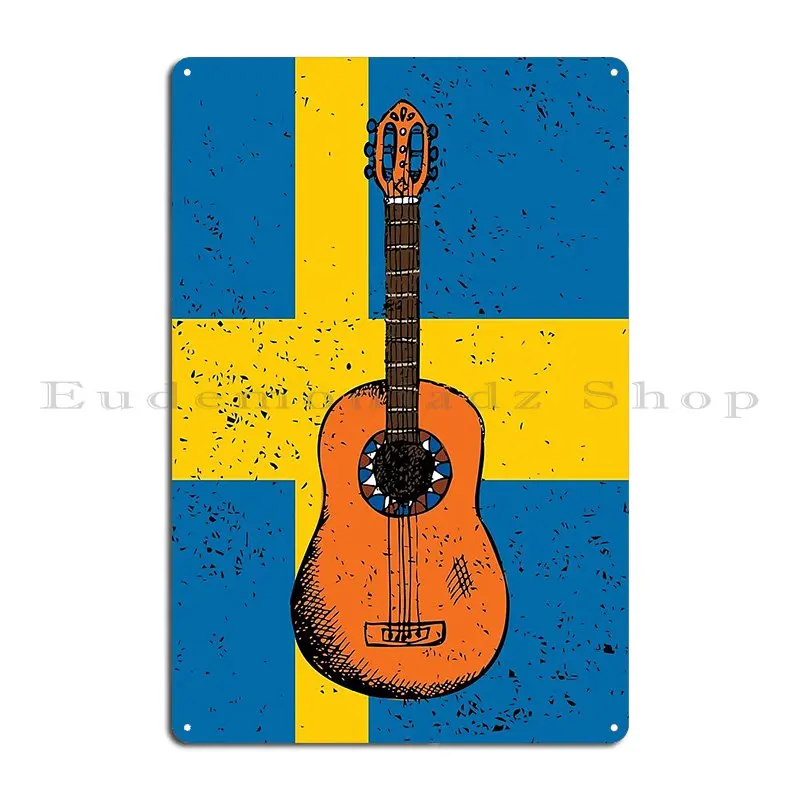 Country Music Retro Vintage Guitar Sweden Metal Sign Bar Create Design Personalized Cinema Tin Sign Poster