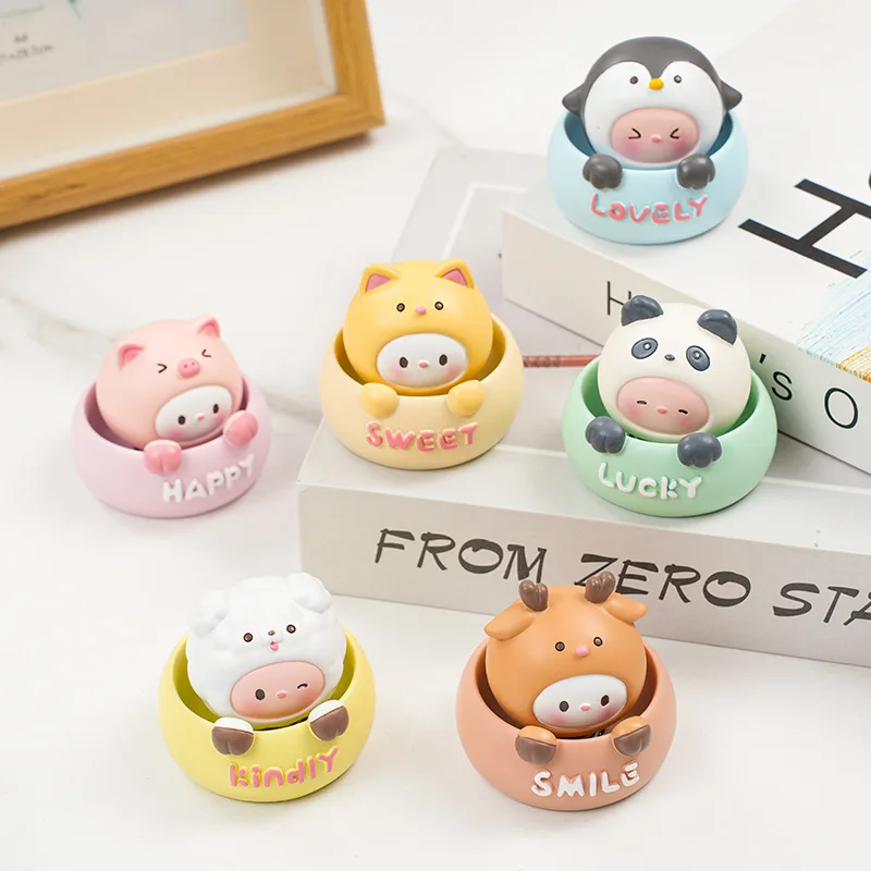 

Car Ornament Cartoon Animals Cute Shakes Head Ornament Desktop Decoration Resin Doll Creative Children's Gifts Car Accessories