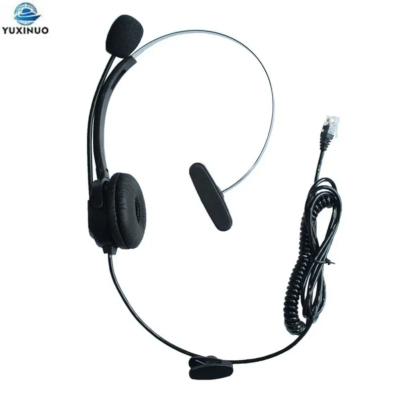 10x Monaural Corded Operator Call Center IP Telephone Mic 4Pin RJ9 Plug Microphone Headset Headphone Call Center for Cisco 3Com