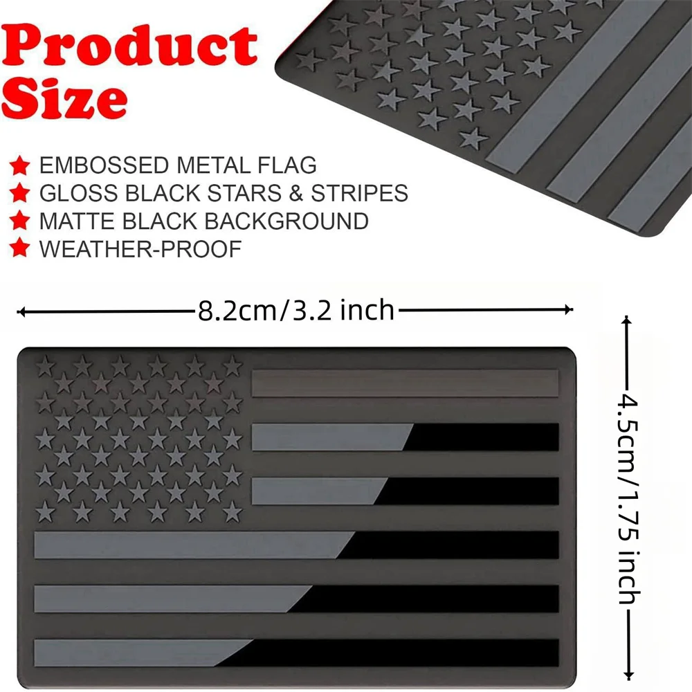 US American Metal Emblem Made from Aluminum Alloy - Perfect for Any Vehicle, Truck, Car, Motorcycle, RV, Scooter,or SUV Set of 2 - view 5