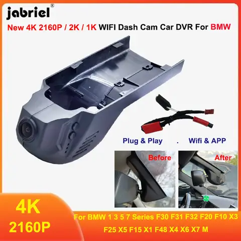차량용 와이파이 DVR 대시 캠 카메라, BMW 1 3 5 7 시리즈 F30 F31 F32 F20 F10 X3 F25 X5 F15 X1 F48 X4 X6 X7 M, 4K UHD 2160P, 신제품