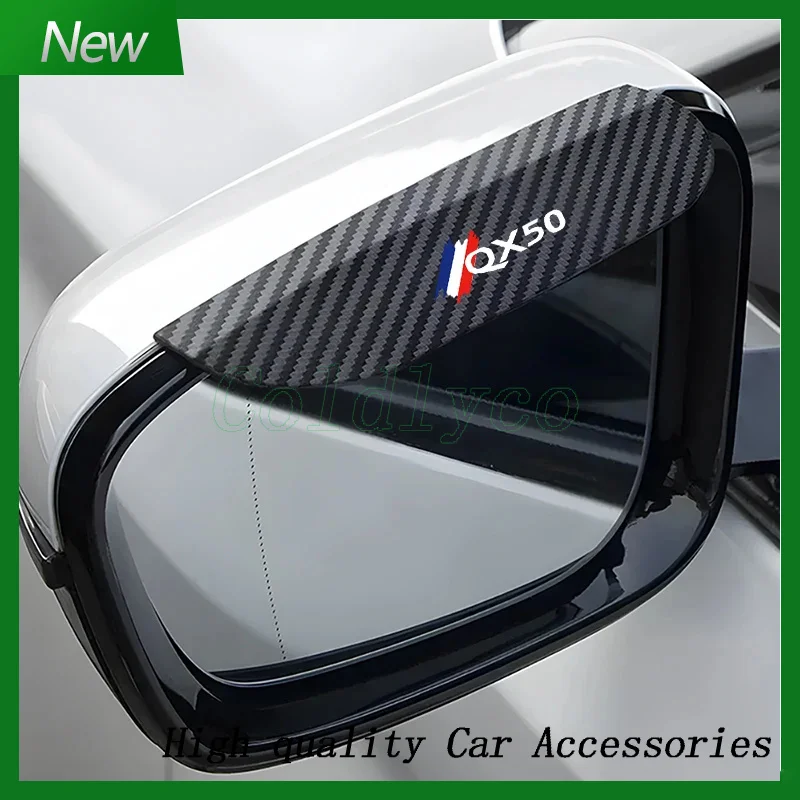 Car Side-Rear view Mirror Rain Eyebrow Carbon Fiber Waterproof Cover Visor For QX50 QX70 QX80 Q30 Q50 Q60 Accessories