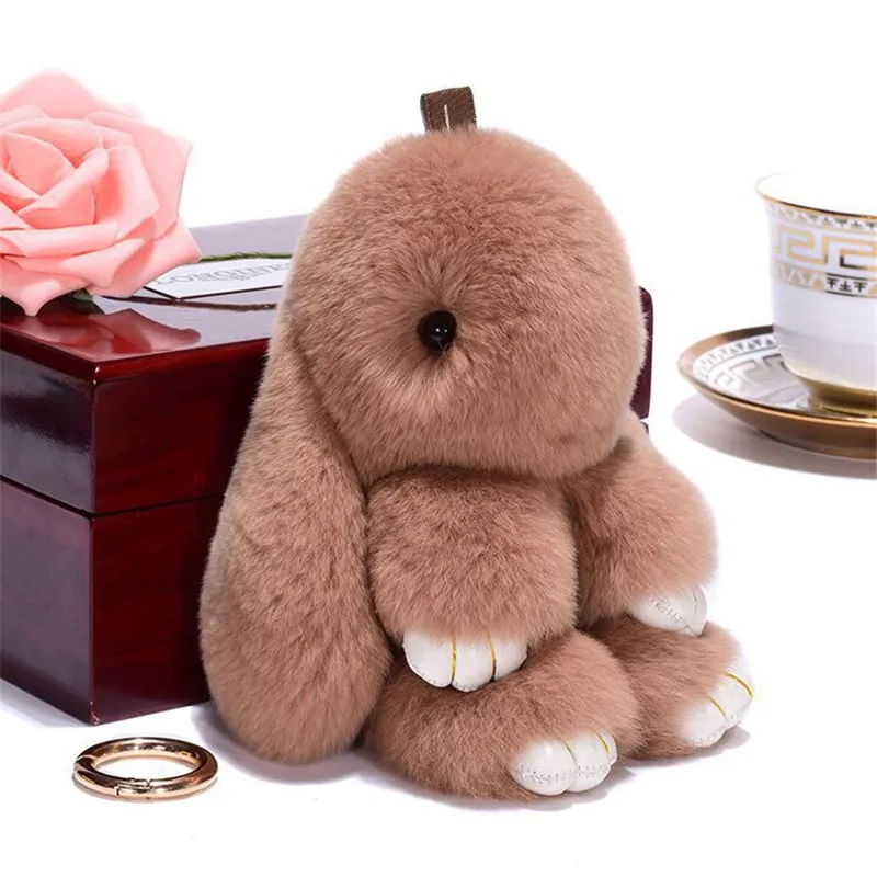 Flauschiger Kaninchen-Pompon-Häschen-Schlüsselanhänger für Frauen und Mädchen, Tasche, Auto-Schlüsselanhänger, niedlicher Kaninchen-Schlüsselanhänger auf der Tasche, Auto-Schmuckstück-Anhänger, Geschenk