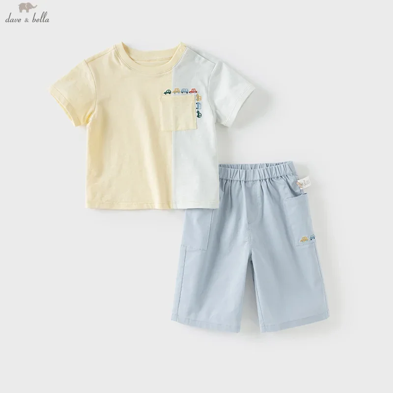 Dave Bella Boys' Pants Set Baby Fashion Casual Top Shorts Two-Piece Set Summer Children's Thin Clothing Outdoor DB2251992