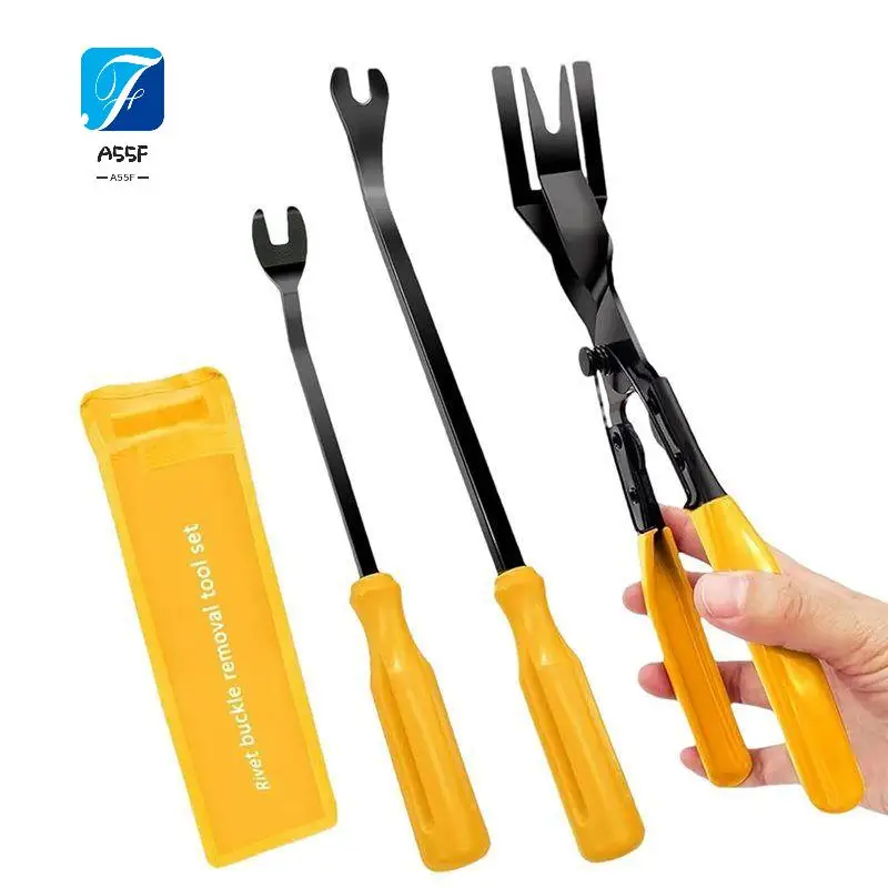 A55F-Advanced Auto Trim Removal Tool Kit, 3-Piece Panel Clip Pliers Set With Storage Bag For Car Upholstery, Dashboard