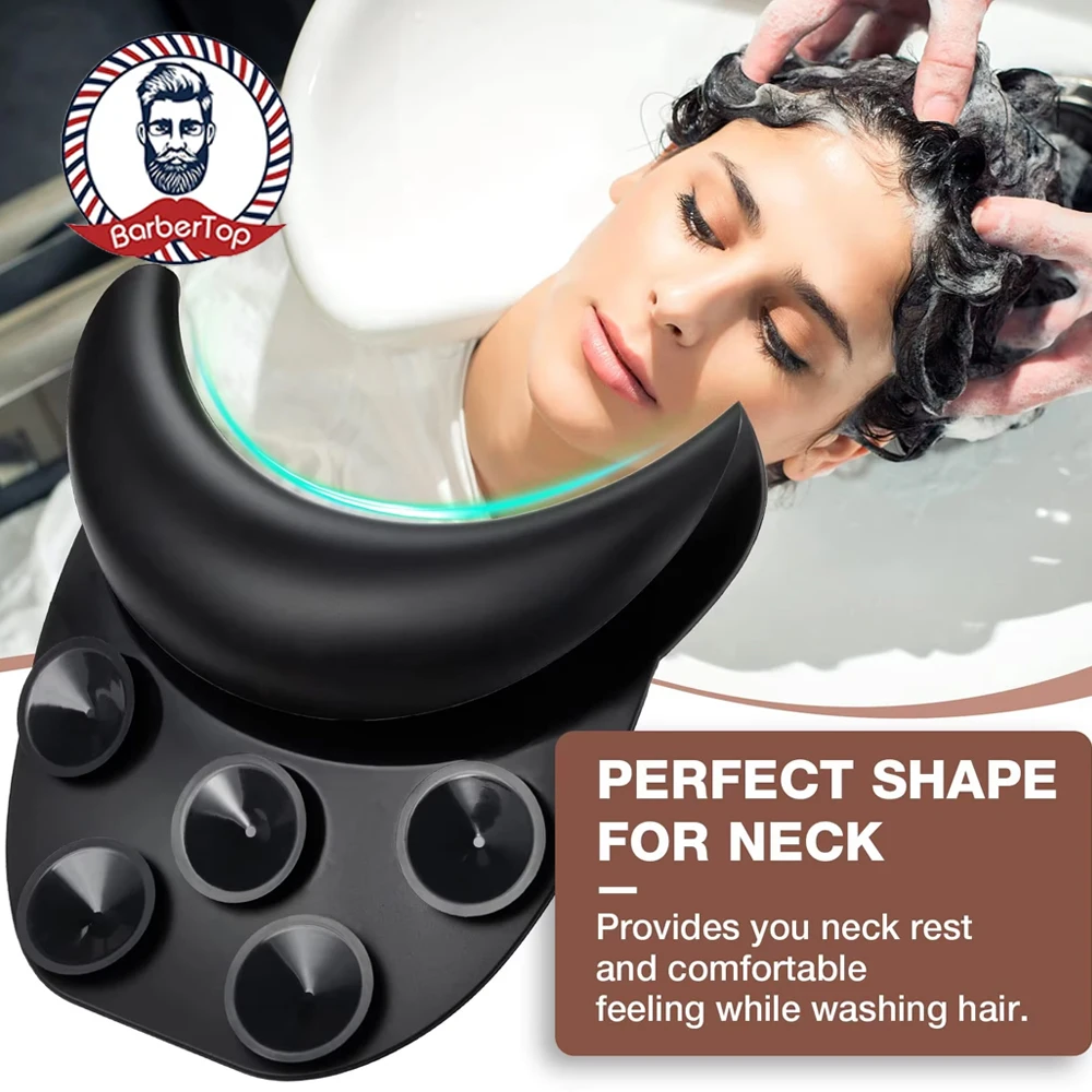 

Silicone Shampoo Bowl Neck Rest Non-Slip Salon Sink Neck Pillow Cushion with Suction Cups for Barbershop Neck Support