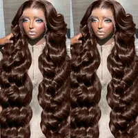 30 36 Inch 250 Density Chocolate Brown Body Wave 13x4 Lace Front Human Hair Wigs Brazilian Colored 13x6 Frontal Wig For Women