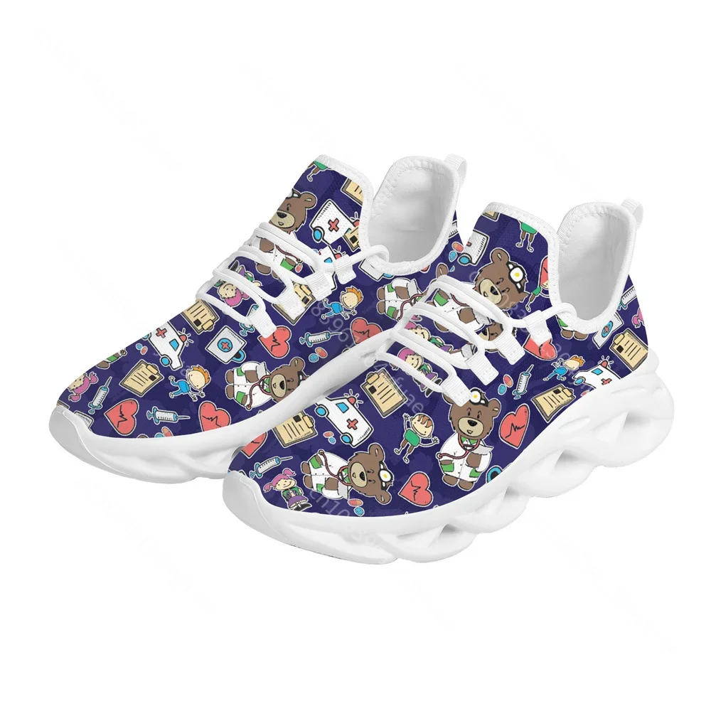 Yikeluo Shoes for Women Nurse Fashion Print Sneakers Design Custom Pattern Shoes Casual Women Flat Walking Shoes Running Sneaker